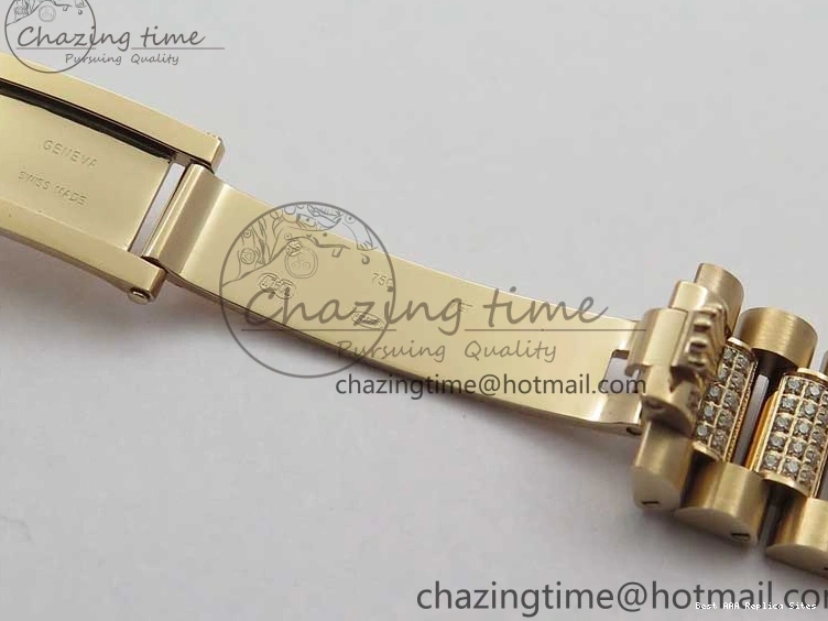 AAA Replica Watches on President A 2689 BP White ComfortFit Crystal Crystal Marker MOP RG Best Edition 128235 Dial Day-Date Bracelet RG 36mm 1218